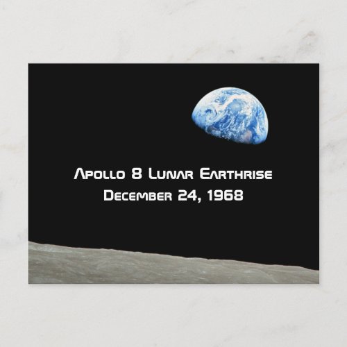 Apollo 8 Lunar Earthrise 50th Anniversary Postcard