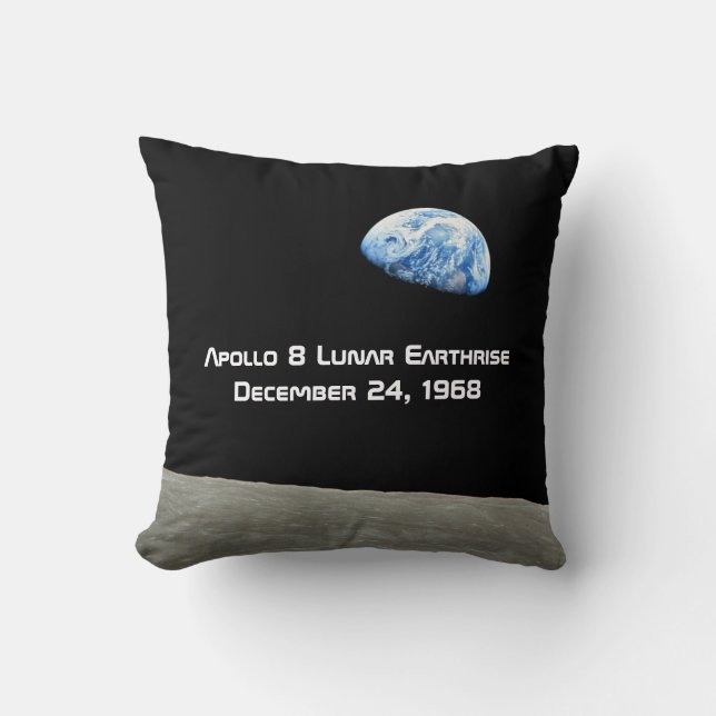 Apollo 8 Lunar Earthrise 50th Anniversary Throw Pillow (Front)
