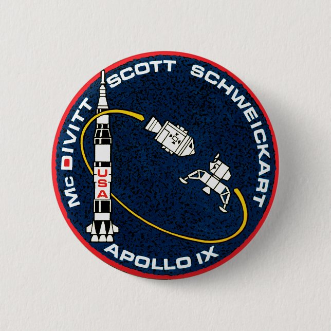 Apollo 9 NASA Mission Patch Logo Button (Front)
