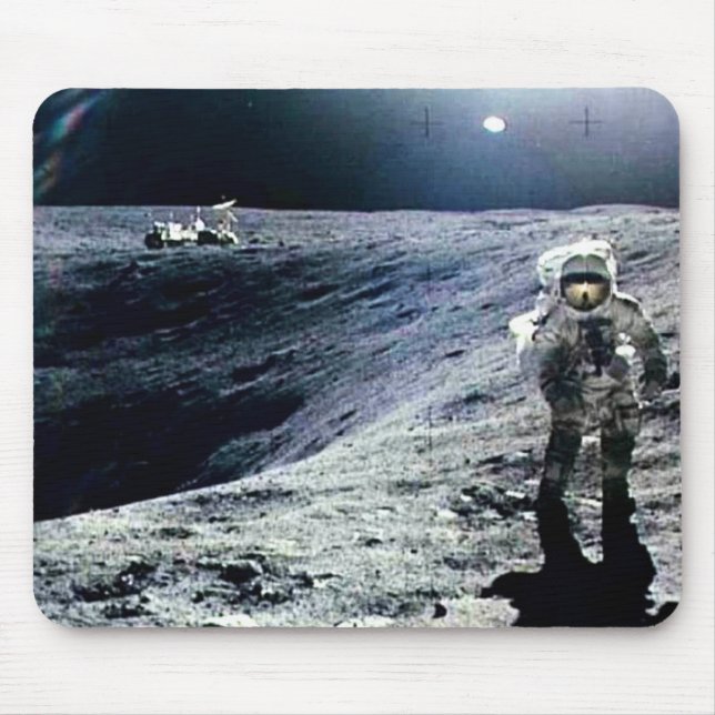 Apollo Astronaut walking on the Moon and crater Mouse Pad (Front)