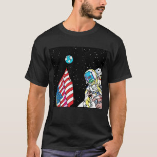 Apollo Astronaut with Flag and Earth Pop Art T-Shirt