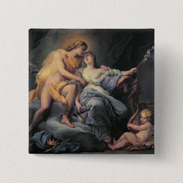 Apollo caressing the nymph Leucothea (oil on canva Pinback Button (Front)