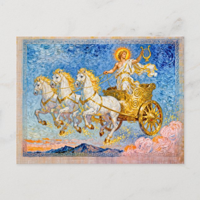 Apollo in Sun Chariot Holding a Golden Harp Postcard (Front)