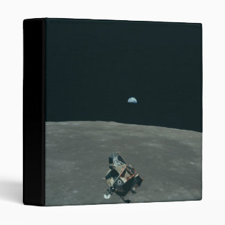 Apollo Lunar Lander and Earthrise Over Moon 3 Ring Binder