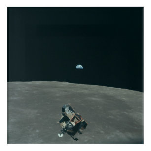 Apollo Lunar Lander and Earthrise Over Moon Acrylic Print