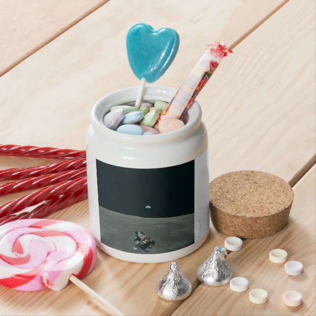 Apollo Lunar Lander and Earthrise Over Moon     Candy Jar (In Situ)