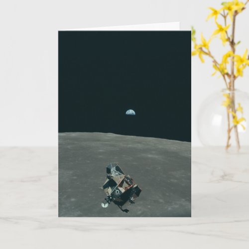 Apollo Lunar Lander and Earthrise Over Moon     Card