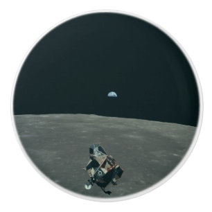 Apollo Lunar Lander and Earthrise Over Moon     Ceramic Knob