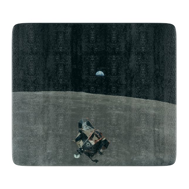 Apollo Lunar Lander and Earthrise Over Moon     Cutting Board (Front)