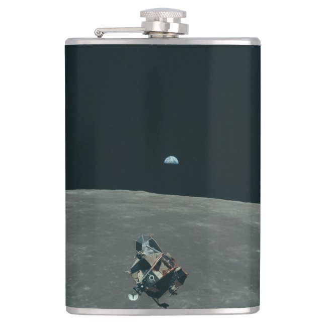 Apollo Lunar Lander and Earthrise Over Moon     Flask (Front)
