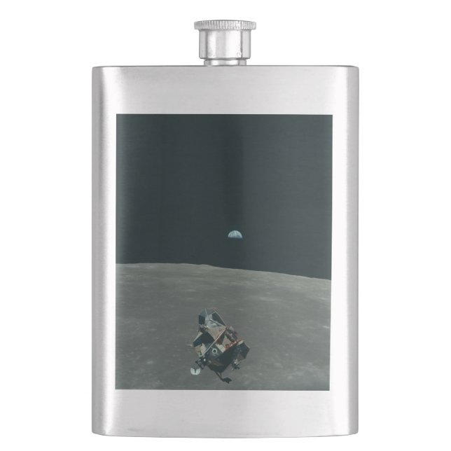 Apollo Lunar Lander and Earthrise Over Moon     Flask (Front)