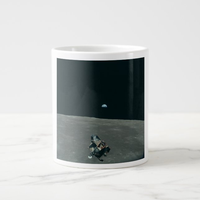 Apollo Lunar Lander and Earthrise Over Moon     Giant Coffee Mug (Front)