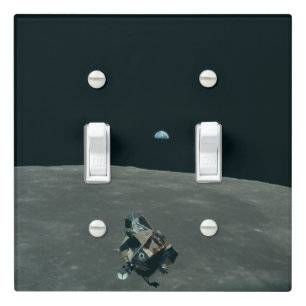 Apollo Lunar Lander and Earthrise Over Moon     Light Switch Cover