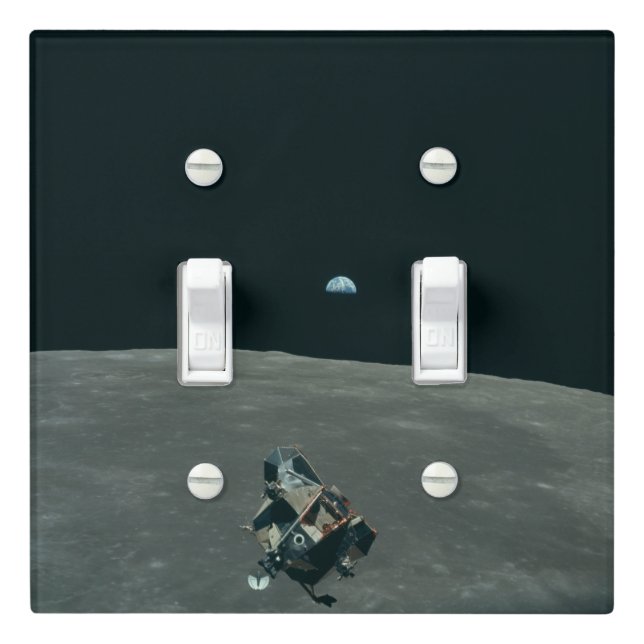 Apollo Lunar Lander and Earthrise Over Moon     Light Switch Cover (In Situ)