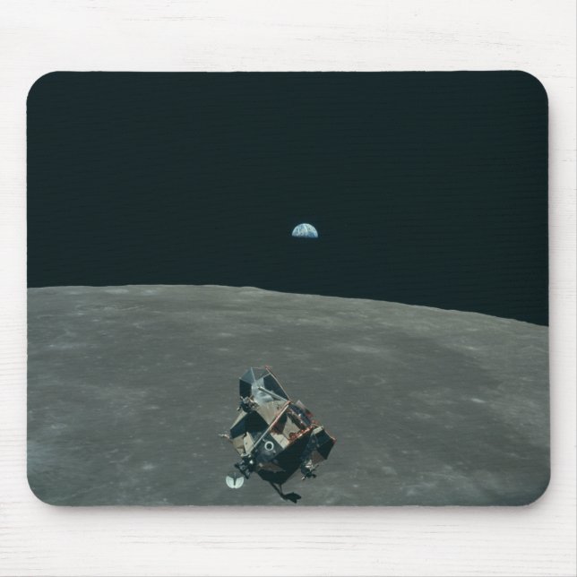 Apollo Lunar Lander and Earthrise Over Moon     Mouse Pad (Front)