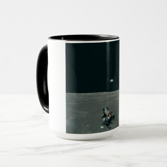 Apollo Lunar Lander and Earthrise Over Moon     Mug (Front Left)