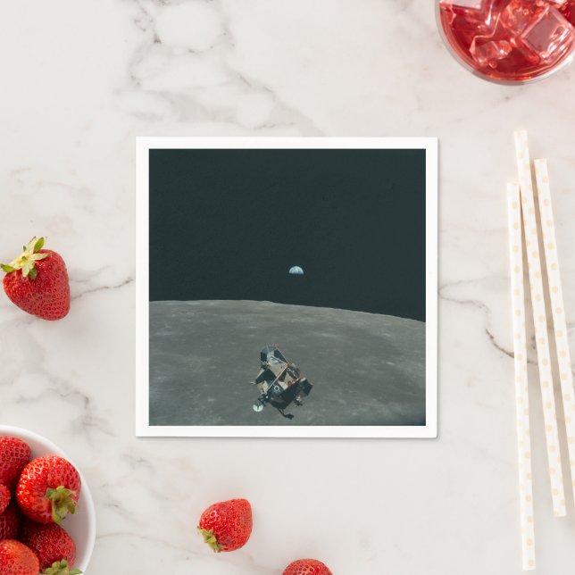 Apollo Lunar Lander and Earthrise Over Moon     Napkins (Insitu)