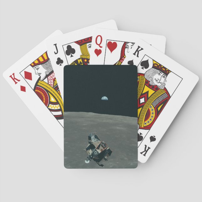 Apollo Lunar Lander and Earthrise Over Moon     Poker Cards (Back)