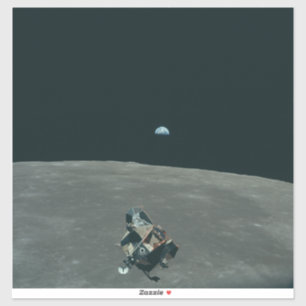 Apollo Lunar Lander and Earthrise Over Moon     Sticker