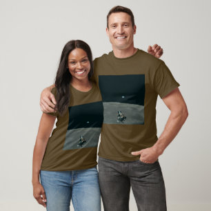 Apollo Lunar Lander and Earthrise Over Moon T-Shirt