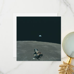 Apollo Lunar Lander and Earthrise Over Moon Thank You Card
