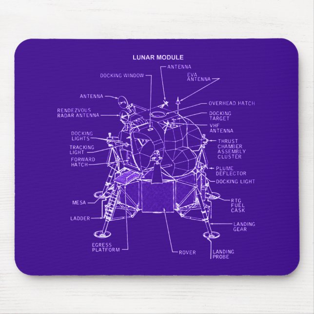 Apollo Lunar Module Blueprints Mouse Pad (Front)