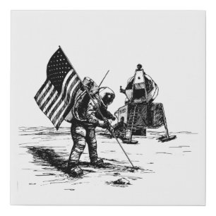 apollo moon landing nasa faux canvas print