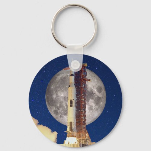 Apollo Moon Mission Rocket Launch Keychain