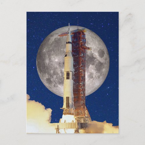 Apollo Moon Mission Rocket Launch Postcard