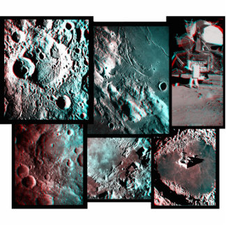 Apollo Moon Surface Anaglyph Magnet/Sculpture Statuette