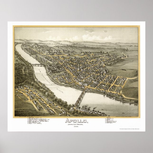 Apollo, PA Panoramic Map - 1896 Poster (Front)