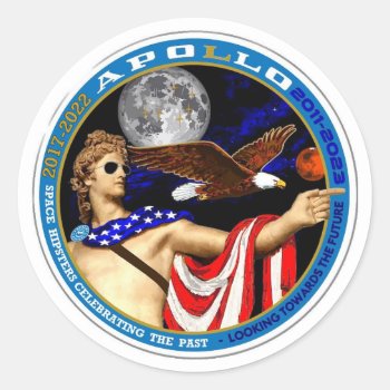 Apollo Past & Future 3" Stickers by SpaceHipsters at Zazzle