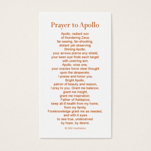 Apollo Prayer Card Business Card Templates