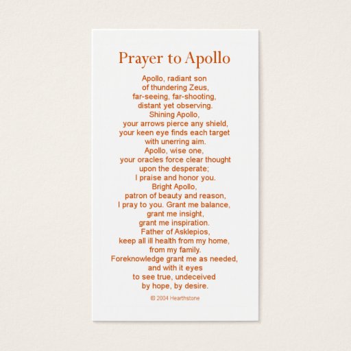 Customizable Apollo Prayer Card Business Card Templates