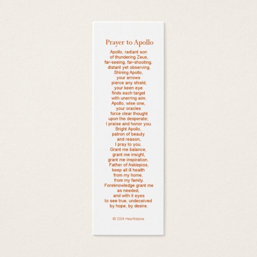 Customizable Apollo Prayer Card Business Card Templates