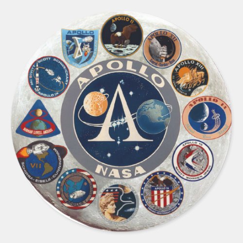 Apollo Program Commemorative Logo Classic Round Sticker