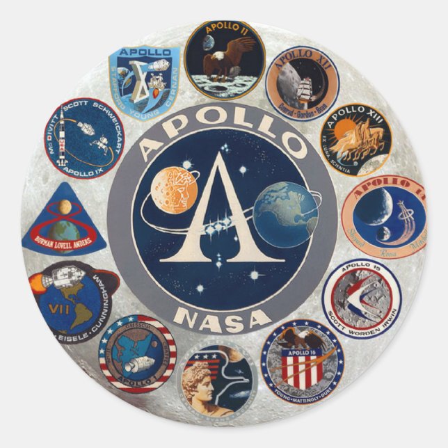 Apollo Program Commemorative Logo Classic Round Sticker (Front)