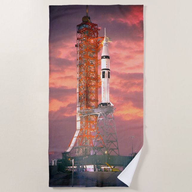 Apollo Saturn 1B Rocket Launch Beach Towel (Front)