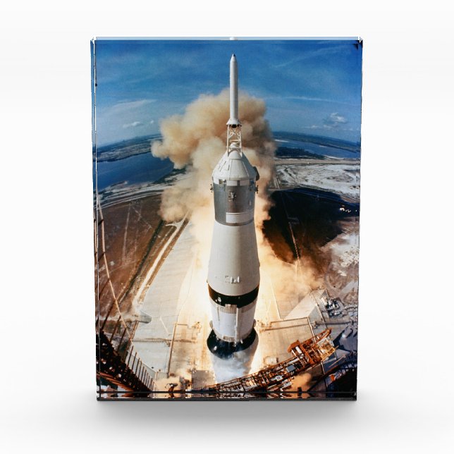 Apollo Saturn V Rocket launch to Moon 1969 Acrylic Award (Front)
