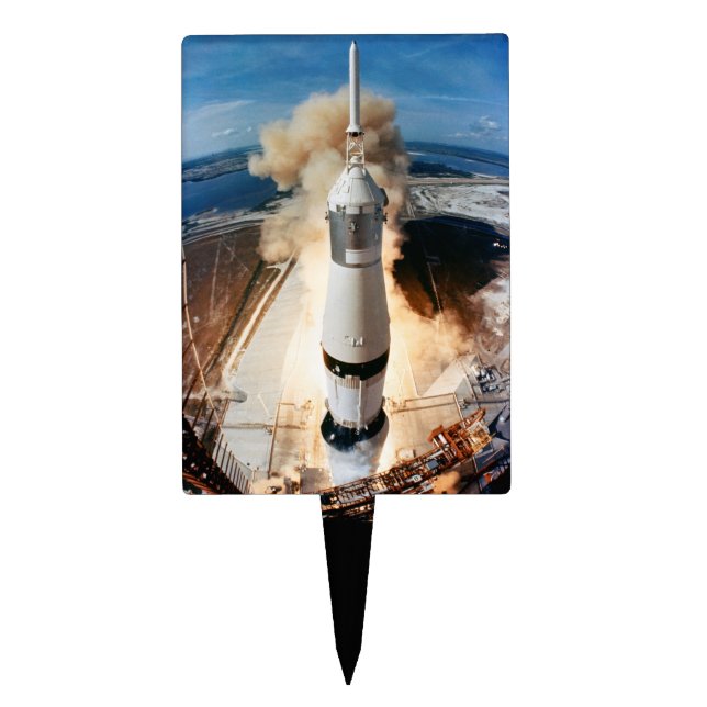 Apollo Saturn V Rocket launch to Moon 1969 Cake Topper (Front)