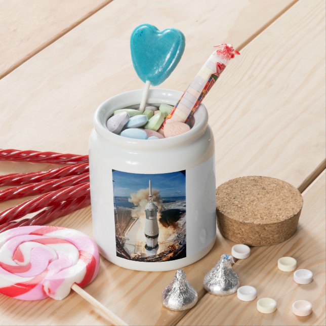 Apollo Saturn V Rocket launch to Moon 1969 Candy Jar (In Situ)