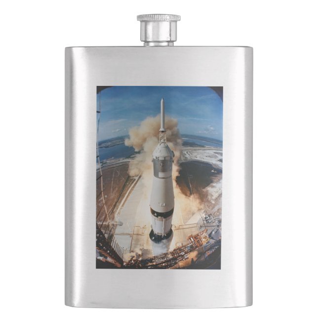 Apollo Saturn V Rocket launch to Moon 1969 Flask (Front)