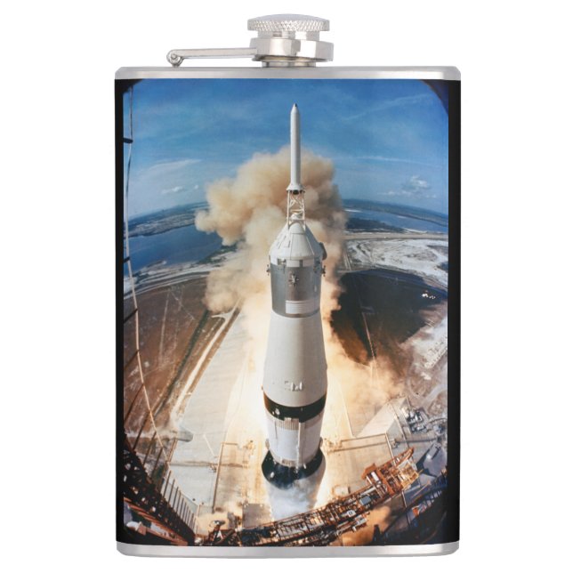 Apollo Saturn V Rocket launch to Moon 1969 Flask (Front)