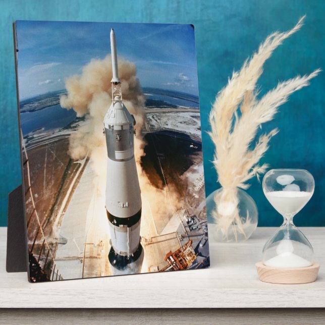 Apollo Saturn V Rocket launch to Moon 1969 Plaque (Side)