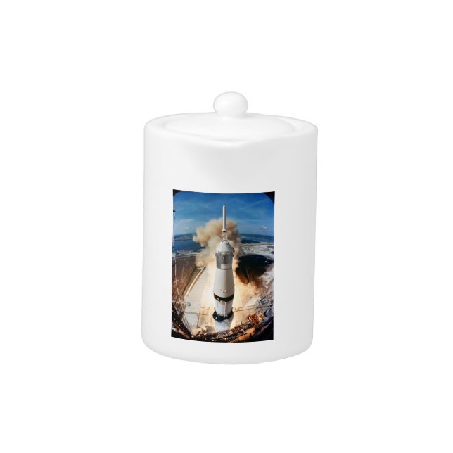 Apollo Saturn V Rocket launch to Moon 1969 Teapot (Front)