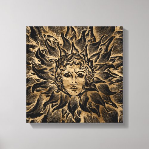 Apollo Sun God Black and Gold Canvas Print