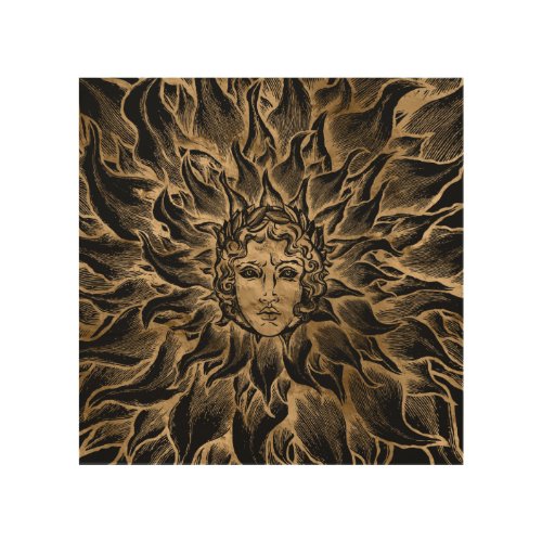 Apollo Sun God Black and Gold Wood Wall Art