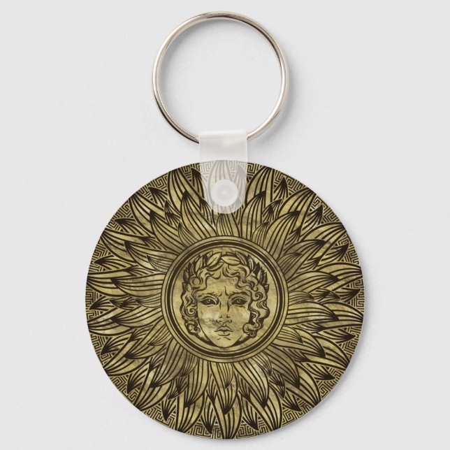 Apollo Sun God Symbol Golden Texture Keychain (Front)