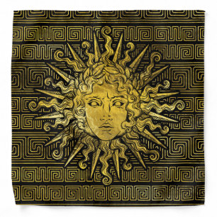 Apollo Sun Symbol on Greek Key Pattern Bandana