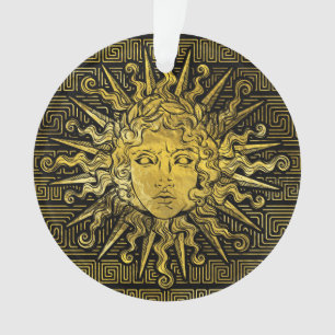 Apollo Sun Symbol on Greek Key Pattern Ornament